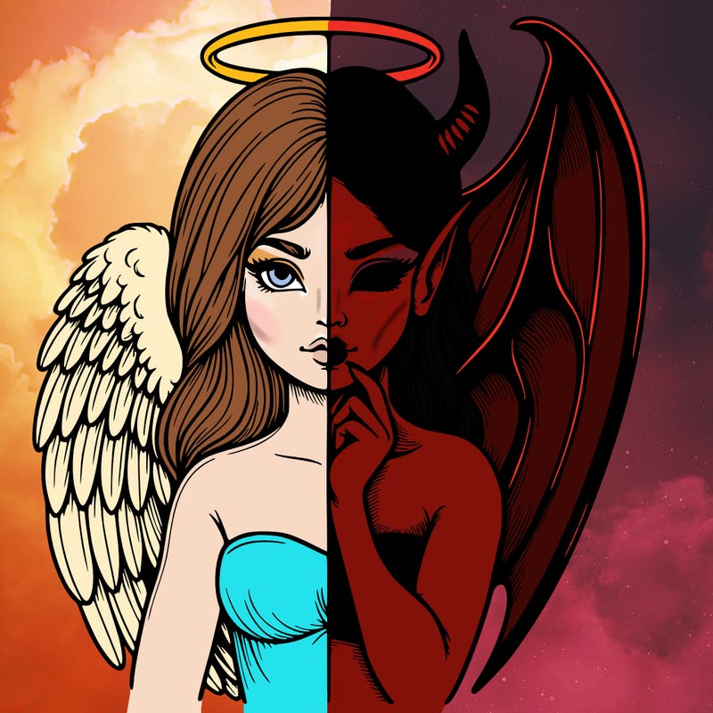 realistic angel half demon