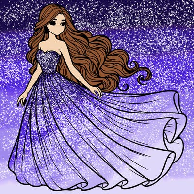 realistic woman with long flowing dress