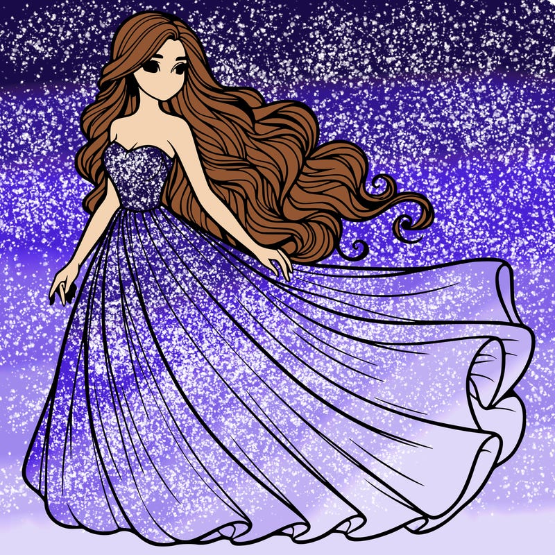 realistic woman with long flowing dress