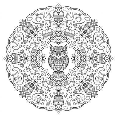 Welcome a new arrival with this unique Owl Mandala Baby Shower coloring page. This delightful design blends the wisdom of an owl with charming baby-themed elements, perfect for celebrating new life.