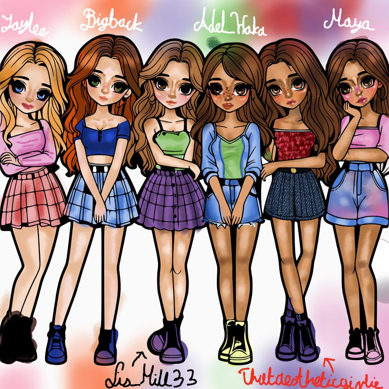 a group of girls realistic