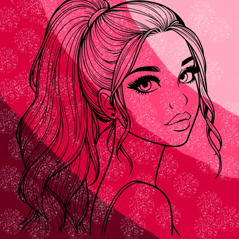 realistic pretty girl with high pony tail