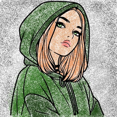 a realistic girl in a hoodie