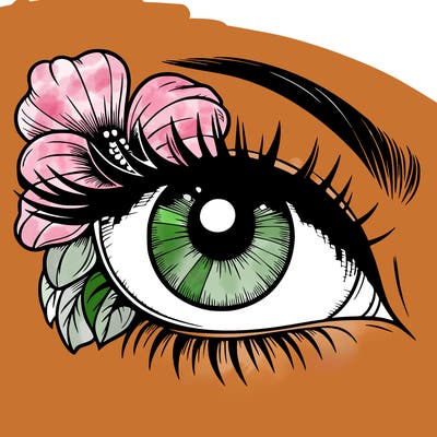 realistic eye with flower