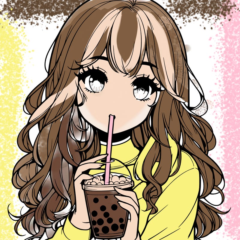 realistic girl drink a boba