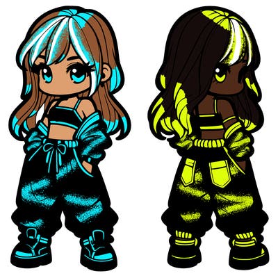 girl in crop top and baggy pants