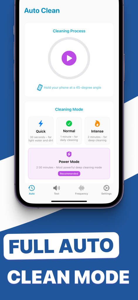 Water Cleaner: Liquid Remover - Full auto clean mode interface for removing liquid from iPhone speakers