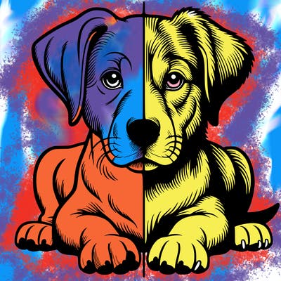 realistic dog split picture