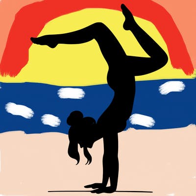 a woman doing a handstand