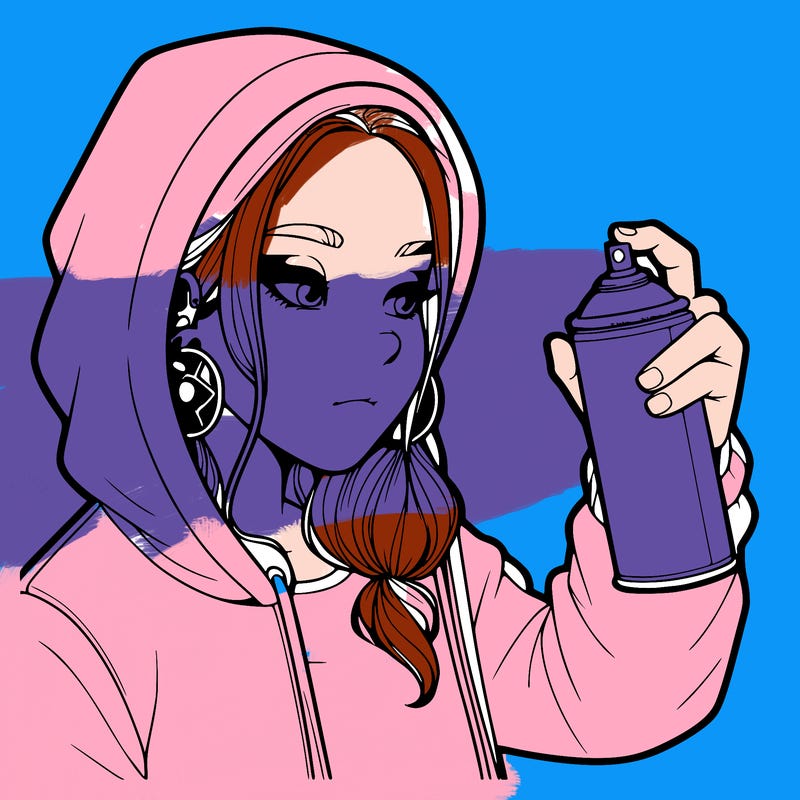 a realistic girl, spray painting