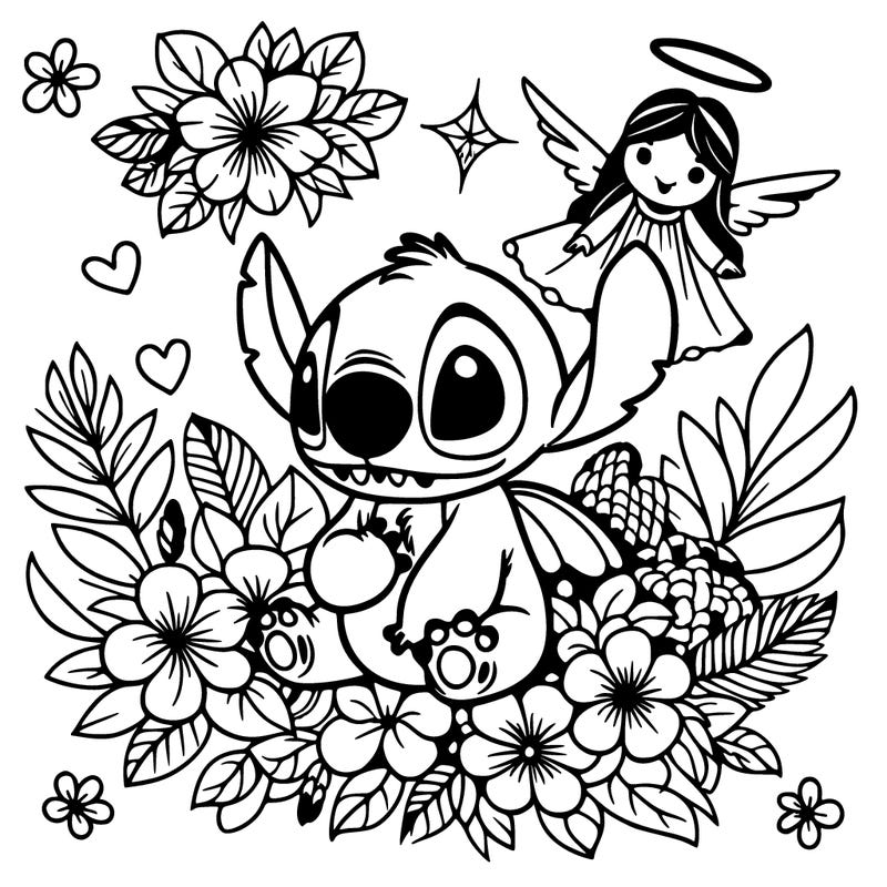 stitch with flowers and angel