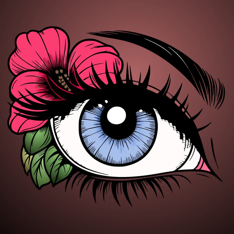 realistic eye with flower