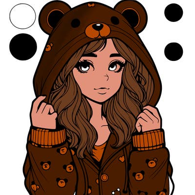 realistic girl in a animal pjs hoodie