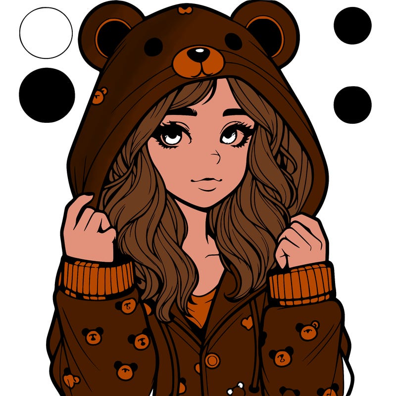 realistic girl in a animal pjs hoodie