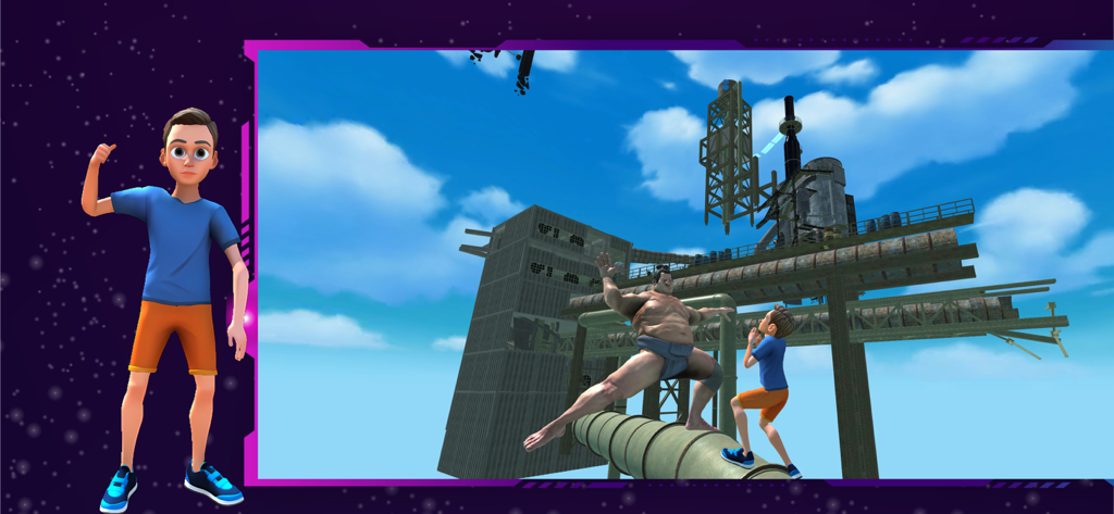 Only Parkour : Climb Up & Jump - 3D-Charakter klettert auf industriellen Plattformen im Parkour-Handyspiel