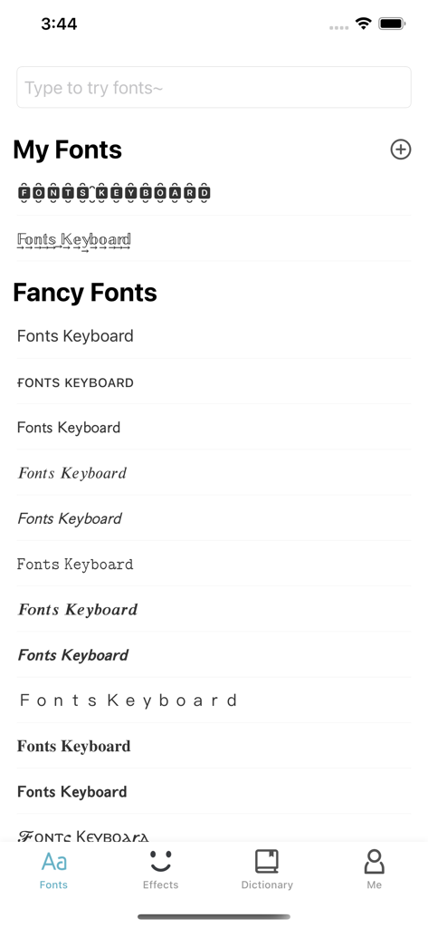 Fonts Keyboard - A collection of custom and decorative font styles within the Fonts Keyboard mobile application