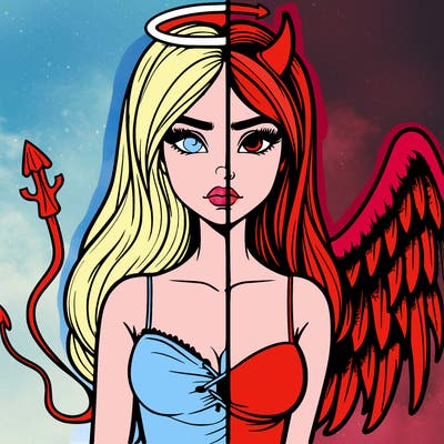 devil vs angel realistic girl