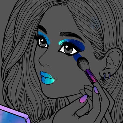 a realistic girl doing her makeup