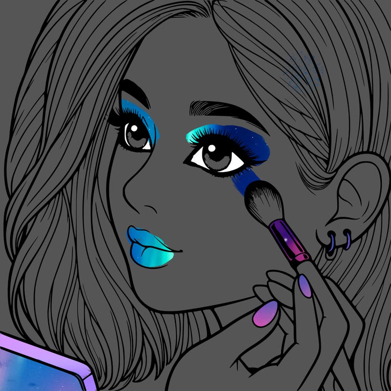 a realistic girl doing her makeup