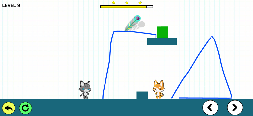 Brain It On! : Cat & Dog - Gameplay of Brain It On Cat and Dog featuring a physics drawing puzzle with cute pets