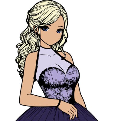 realistic girl in prom dress