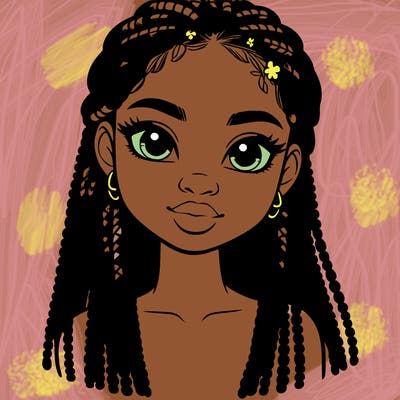 a realistic black girl with braids