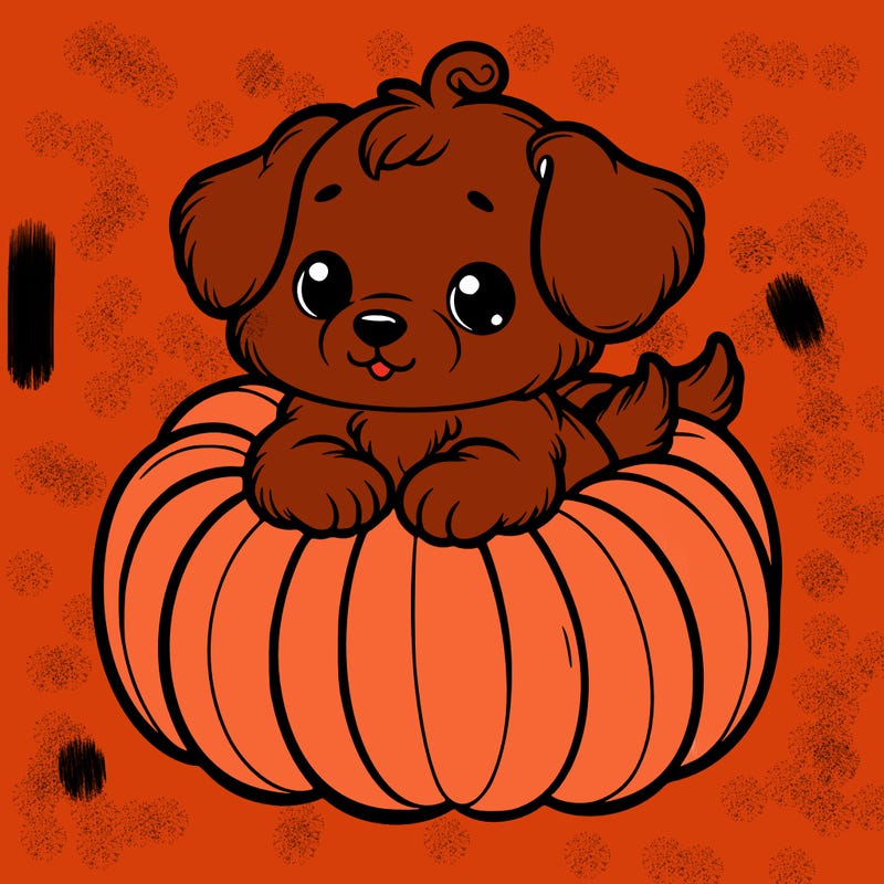 cute little puppy in a pumpkin