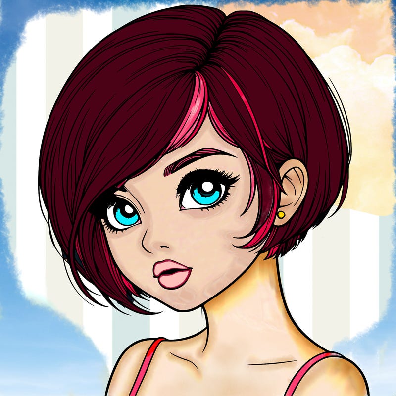 realistic girl with really short hair