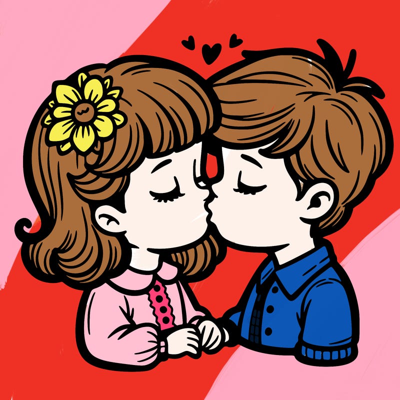 boy and girl kissing