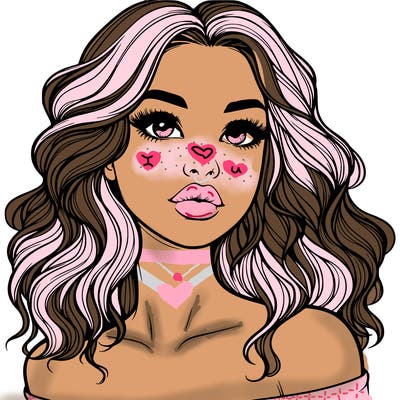 realistic girl with wavy hair and lips