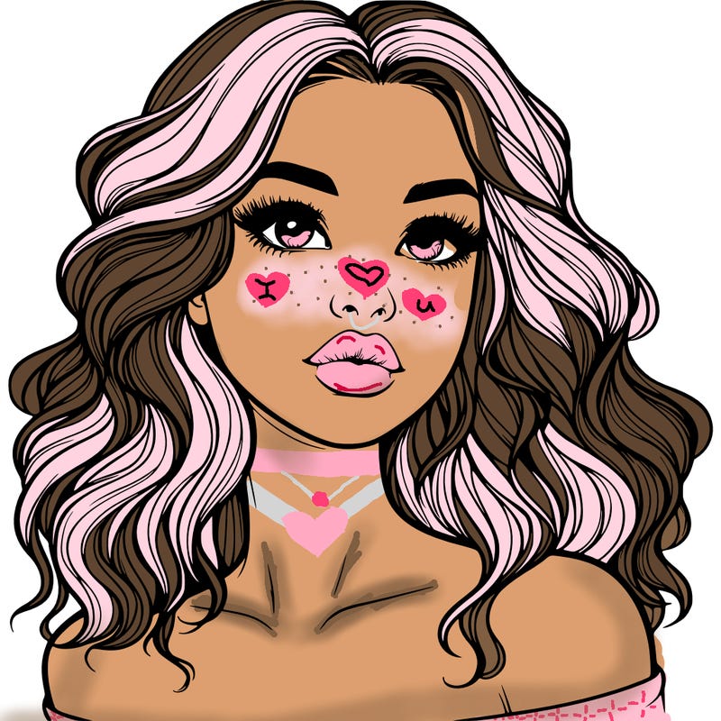 realistic girl with wavy hair and lips