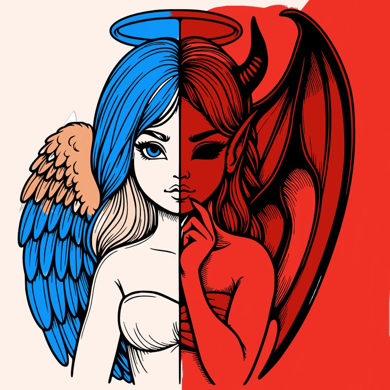 realistic angel half demon