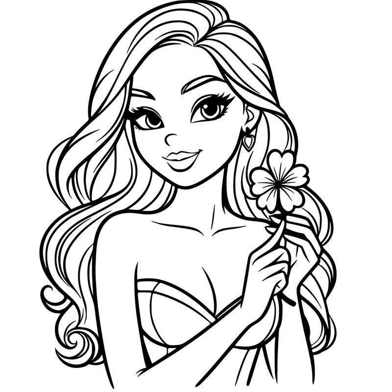 beautiful woman  carrying a clover