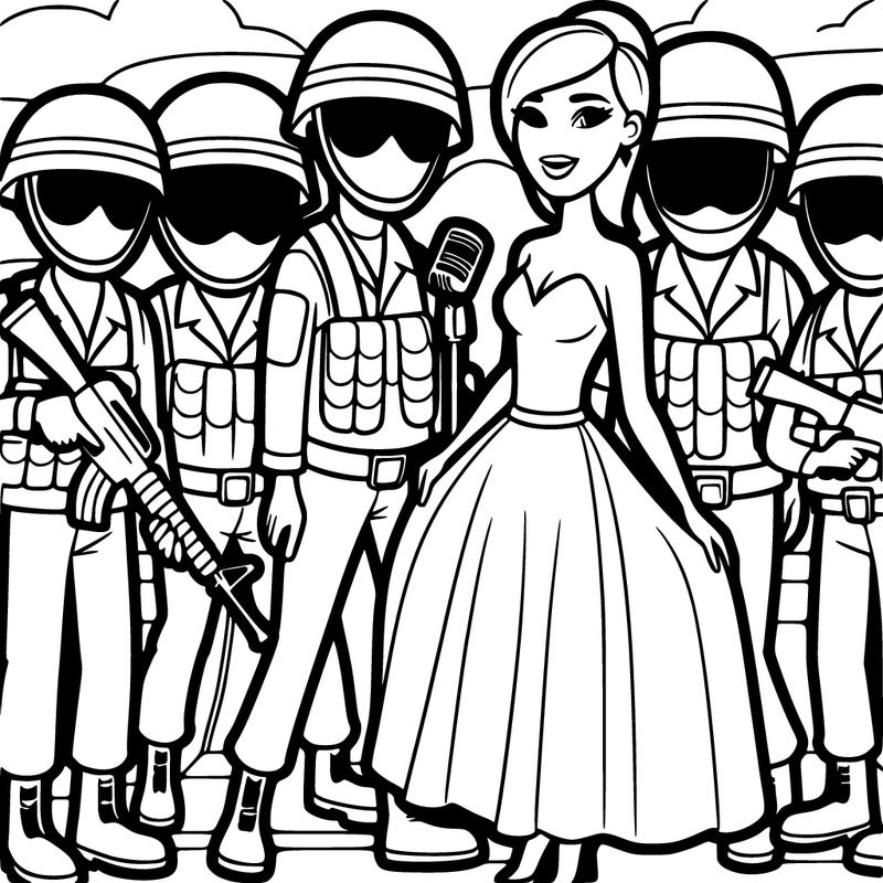 soldiers faceless and with a singer girl