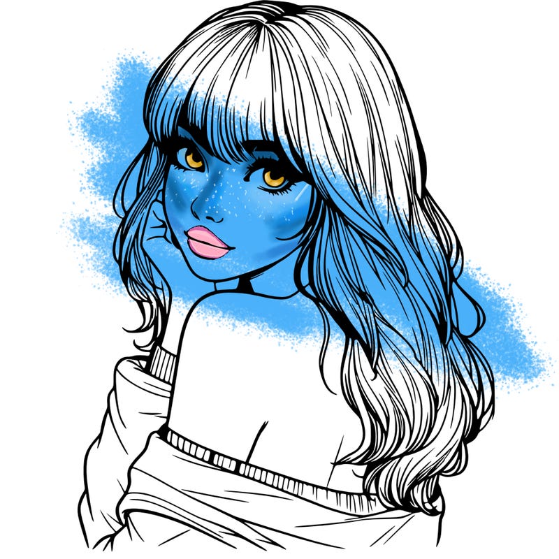 realistic girl with bangs looking over her shoulder