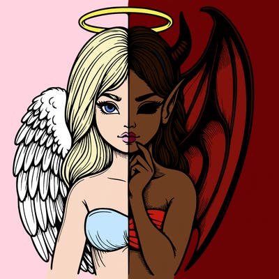 realistic angel half demon