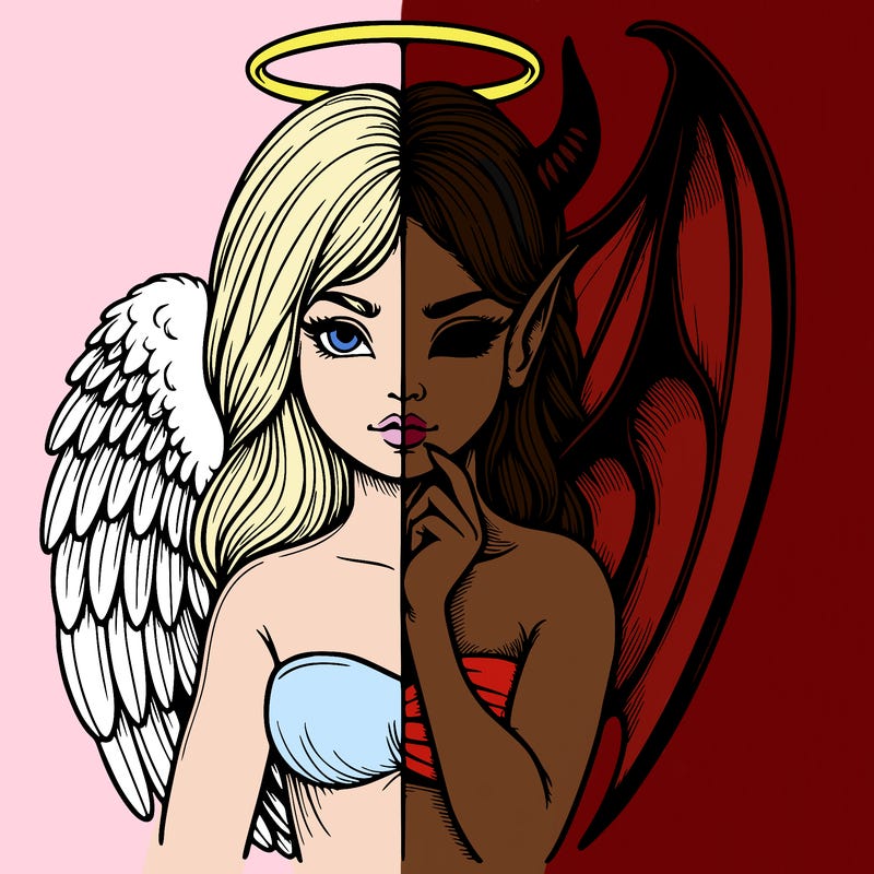 realistic angel half demon