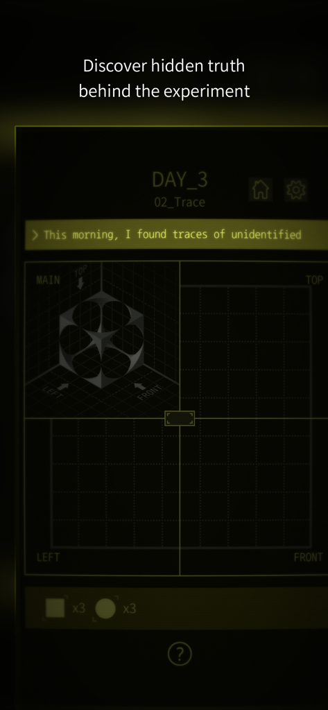 Viewport - The Game - Screenshot of the technical 3D puzzle interface in Viewport showing an isometric object and grid views.