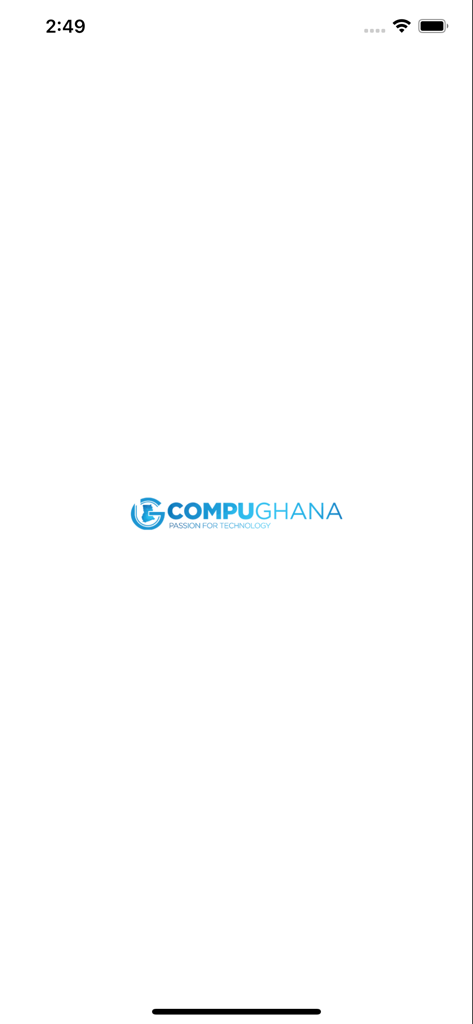 CompuGhana LTD - Schermata di avvio dell'app CompuGhana con logo e slogan