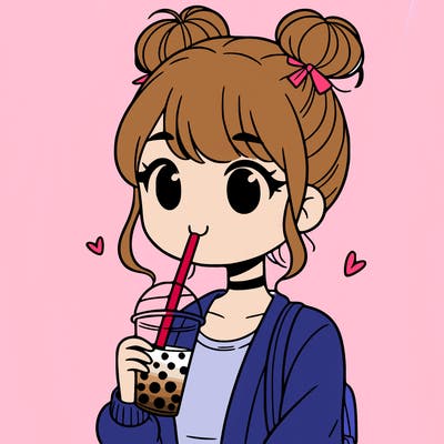 a girl drinking boba