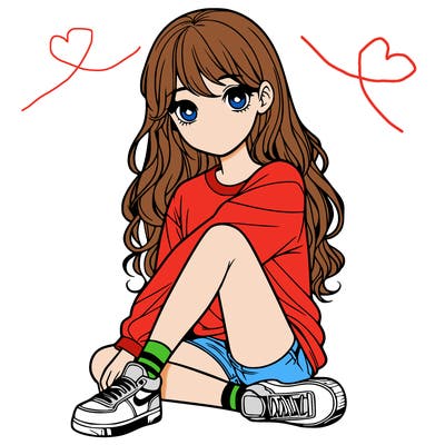 girl sitting realistic