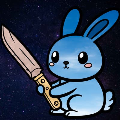 a rabbit with a knife