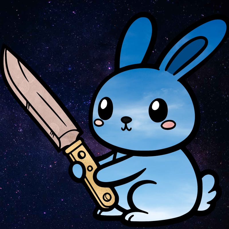 a rabbit with a knife