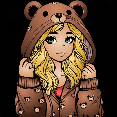 realistic girl in a animal pjs hoodie
