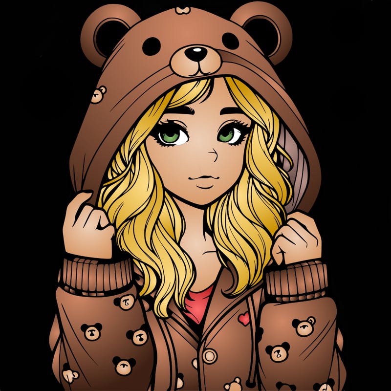 realistic girl in a animal pjs hoodie
