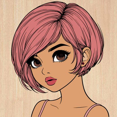 realistic girl with really short hair