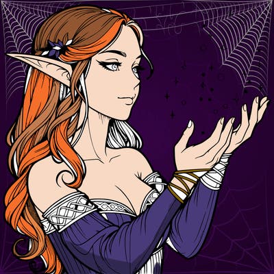 realistic elf girl doing magic