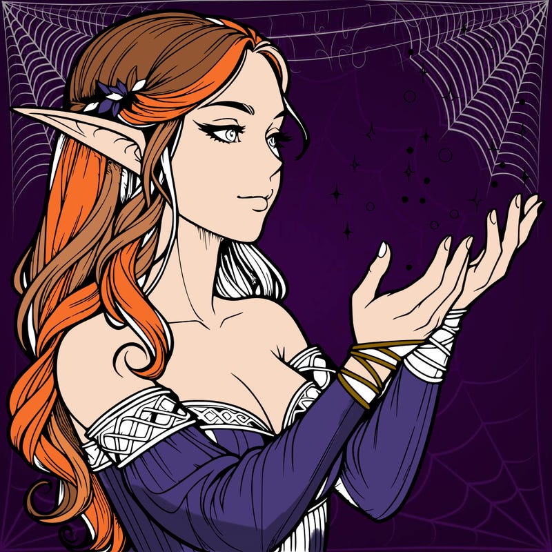 realistic elf girl doing magic