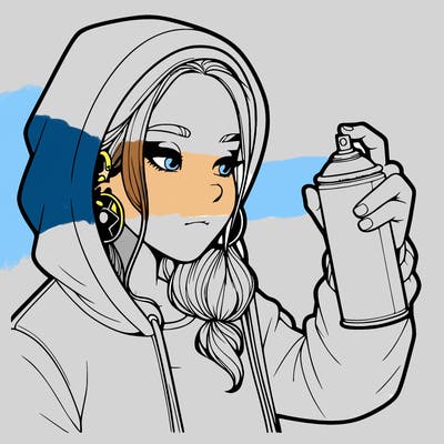 a realistic girl, spray painting