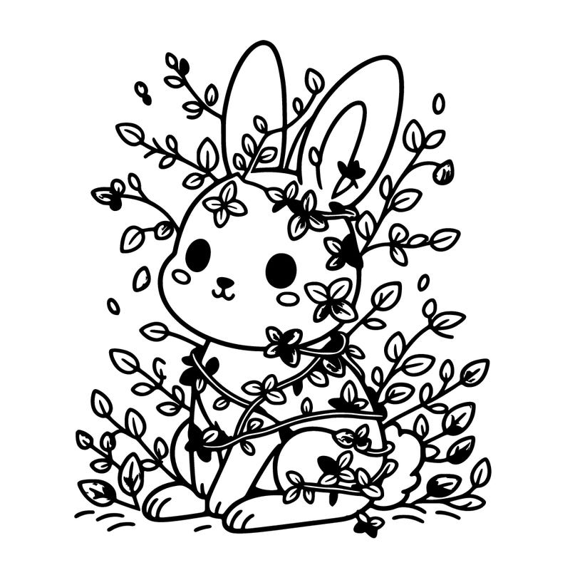 rabbit covered in vines